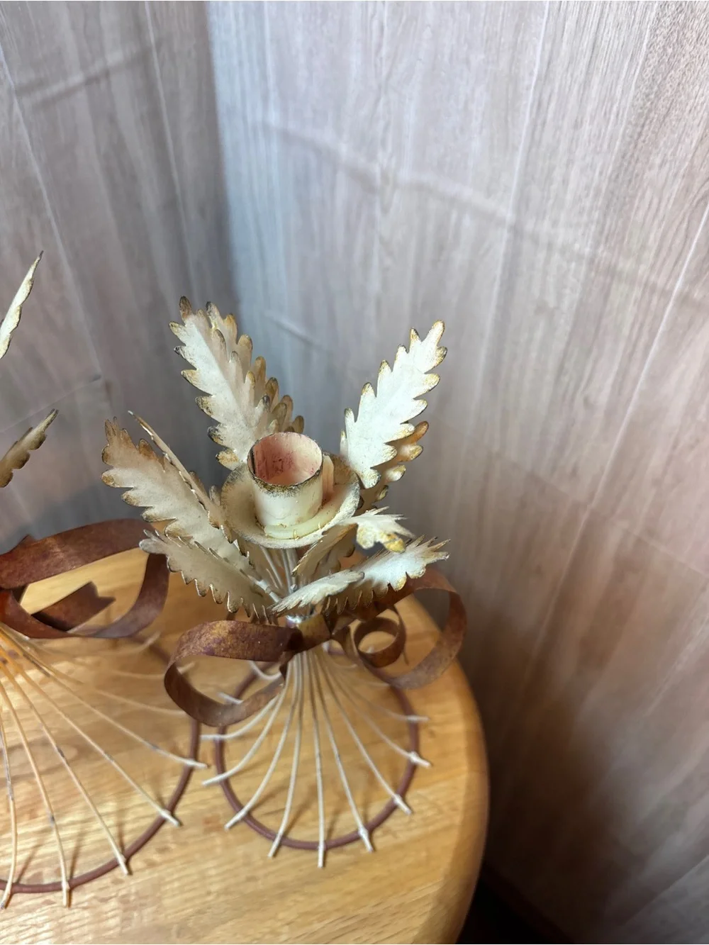 Vintage Tole Style Metal Wheat Sheaf Candle Holders Set of 2 Philippines